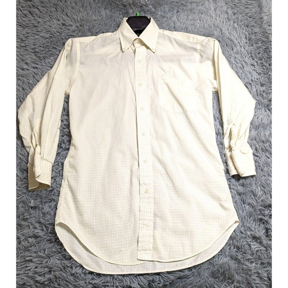 Robert Talbott Carmel Dress Shirt Mens Size Small Neck 14" White Yellow Blue USA